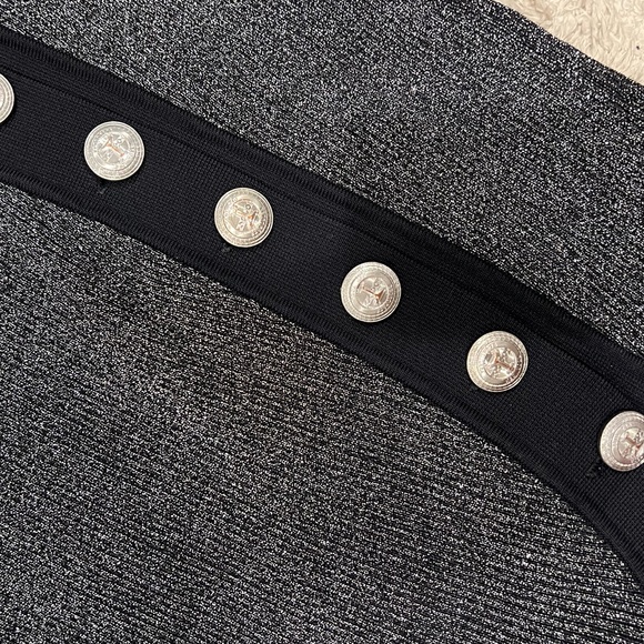 NWT RETROFETE The Mimi Ribbed Knit Long Sleeve Dress Black/Silver Metallic Sz S - Picture 13 of 16